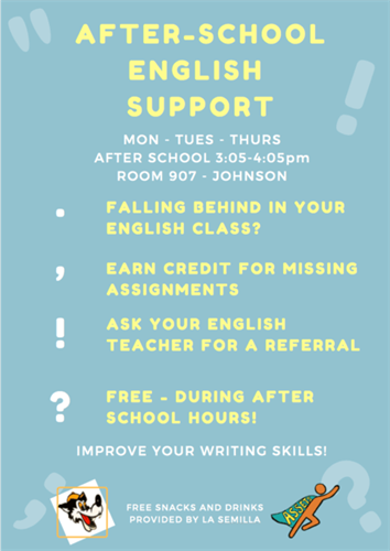 AFTER SCHOOL ENGLISH CLASS SUPPORT POSTER